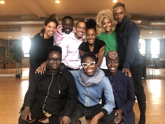 Working with the cast of Shades with the amazing D’Bi Young Anitafrika (bottom center) and Akosua Amo-Adem (bottom left). Cast from left to right: Allyson Trunzer, Percy Anane-Dwumfour, Shakeil Rollock, Tereka Tyler-Davis, Miranda Liverpool, Roney Lewis, Esie Mensah. Source: TorontoGuardian.com